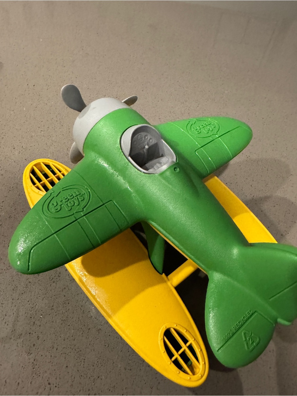 Green & Yellow Float Plane Toy by Green Toys - Durable Bath Play Plane